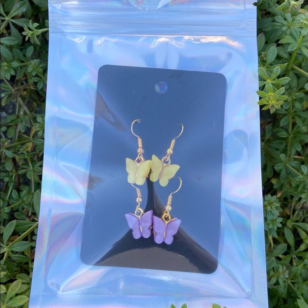 2 pairs of butterfly earrings